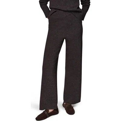 Donna Karan New York Metallic Wool Blend Wide Leg Pants In Black