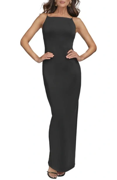 Donna Karan New York Metalllic Strap Body-con Gown In Black