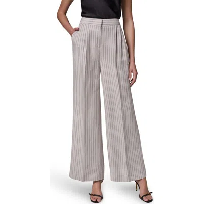 Donna Karan New York Mid Rise Wide Leg Pinstripe Pants In Gray