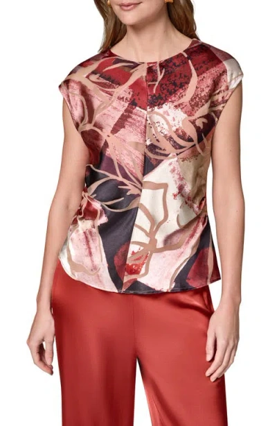 Donna Karan New York Mix Print Cap Sleeve Shirt In Multi