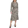 Donna Karan New York Mixed Dot Long Sleeve Belted Midi Shirtdress