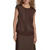 Donna Karan New York Mixed Media Cap Sleeve Top In Brown