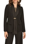 Donna Karan Women's Mixed Media Collarless Jacket In Black