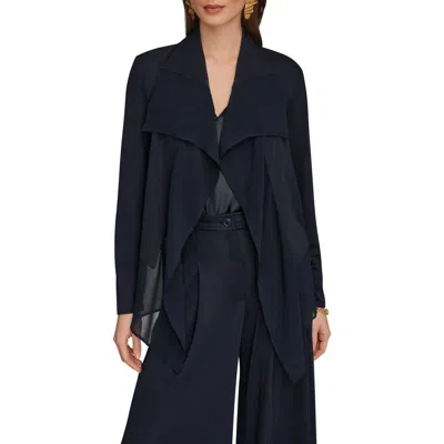 Donna Karan New York Mixed Media Open Front Jacket In Black