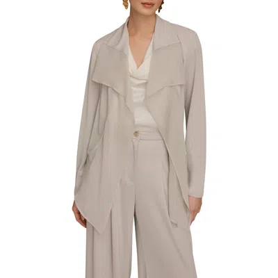 Donna Karan New York Mixed Media Open Front Jacket In Gray