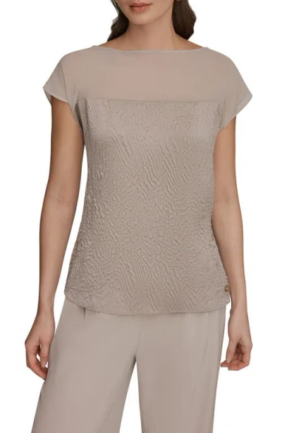 Donna Karan New York Mixed Media Top In Neutral
