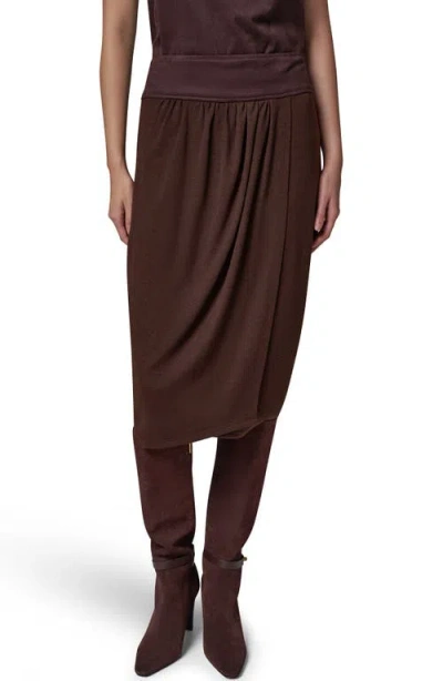 Donna Karan New York Mixed Media Twist Detail Midi Skirt In Brown
