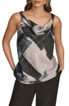 Donna Karan New York Mixed Print Twist Shoulder Tank In Multi