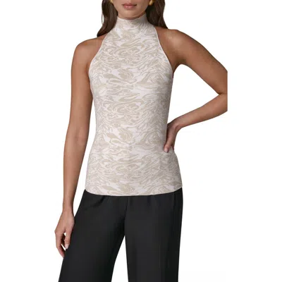 Donna Karan New York Mock Neck Halter Knit Top In Gray