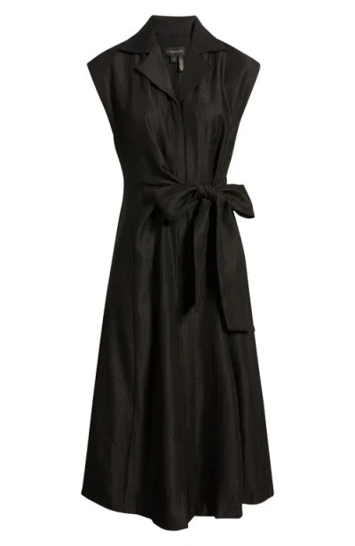 Donna Karan New York Notch Collar Sleeveless Midi Dress In Black