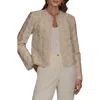 Donna Karan New York Novelty Embroidered Floral Open Front Jacket In Neutral