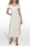 Donna Karan New York Off The Shoulder Midi Dress In White