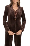 Donna Karan New York One-button Velvet Jacket In Brown