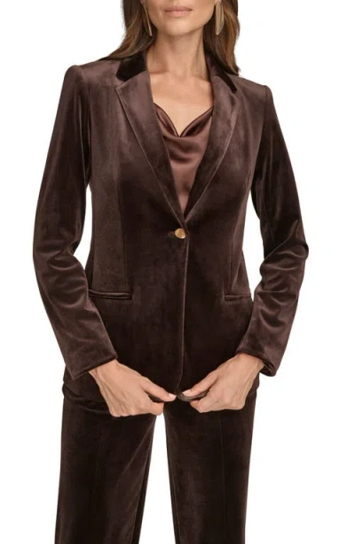 Donna Karan New York One-button Velvet Jacket In Brown
