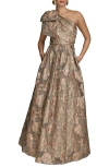 Donna Karan New York One-shoulder Metallic Jacquard Gown In Multi