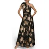 Donna Karan New York One-shoulder Metallic Jacquard Gown In Black
