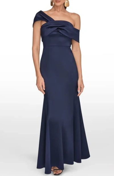Donna Karan New York One-shoulder Mikado Gown In Blue