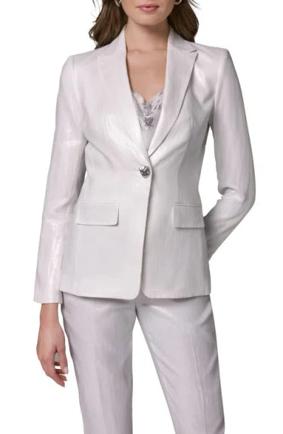 Donna Karan New York One-button Linen Blazer In White