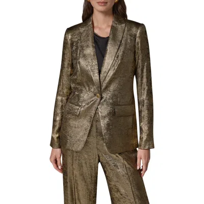 Donna Karan New York One-button Peak Lapel Blazer In Metallic