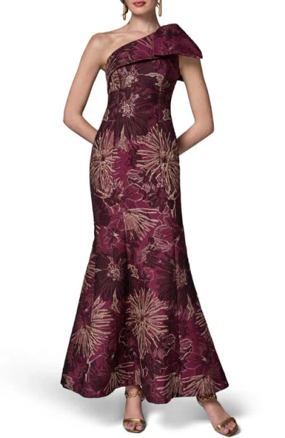 Donna Karan New York One-shoulder Gown In Burgundy