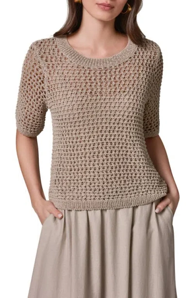 Donna Karan New York Open Knit Crewneck Sweater In Blue