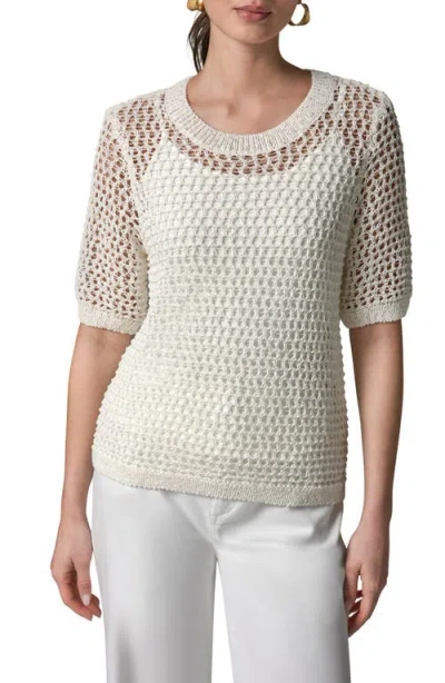 Donna Karan New York Open Knit Crewneck Sweater In Yellow