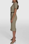 Donna Karan New York Open Knit Sheath Dress In Crm/gold