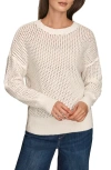 Donna Karan New York Open Stitch Cotton Blend Sweater In Neutral