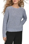 Donna Karan New York Open Stitch Crewneck Sweater In Gray