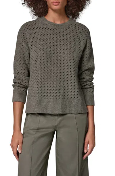 Donna Karan New York Open Stitch Crewneck Sweater In Green