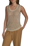 Donna Karan New York Open Stitch Sweater Tank In Gray