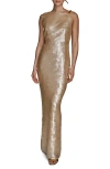 Donna Karan New York Paillette Sequin Column Gown In Gold