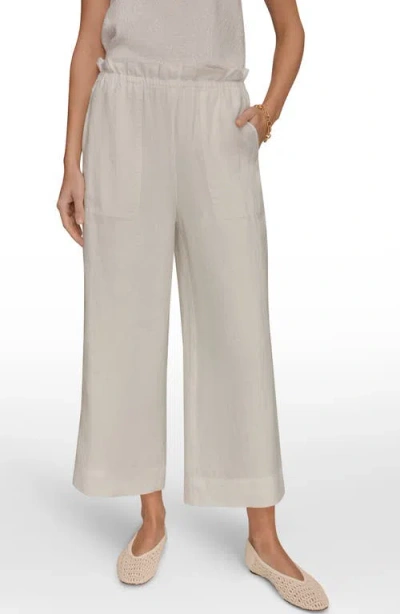 Donna Karan New York Paperbag Waist Linen Pants In White