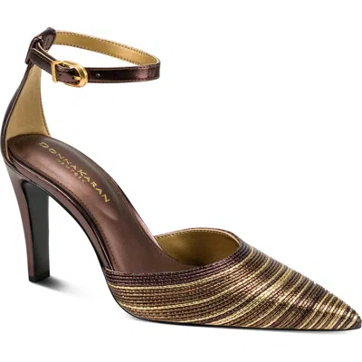 Donna Karan New York Patricia Ankle Strap Pointed Toe Pump In Brown