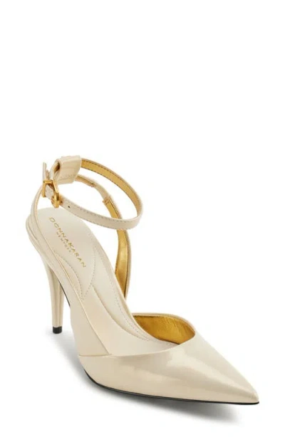 Donna Karan New York Pinecrest Pointed Toe Ankle Strap Pump In Ivory