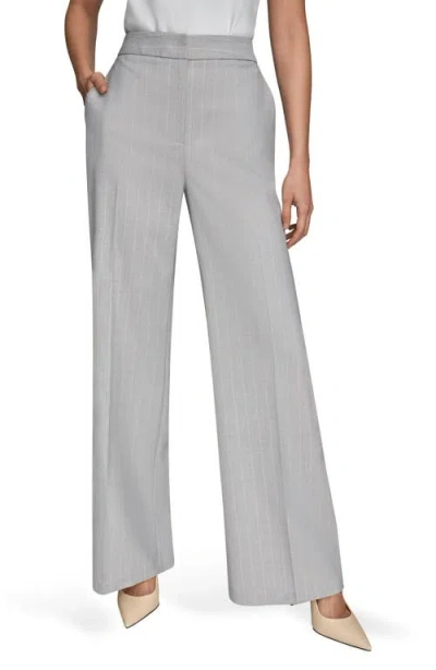 Donna Karan New York Pinstripe Clean Front Wide Leg Pants In Gray