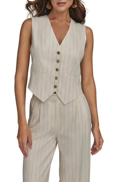 Donna Karan New York Pinstripe Linen Blend Vest