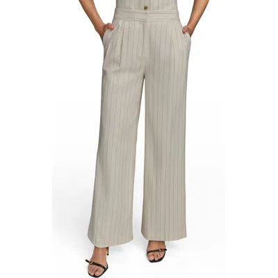 Donna Karan New York Pinstripe Straight Leg Pants In Cream,black