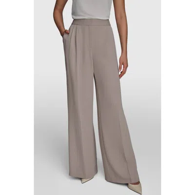 Donna Karan New York Pinstripe Wide Leg Pants In Cobblestone,cream