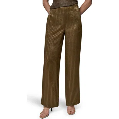 Donna Karan New York Pinstripe Wide Leg Pants In Brown
