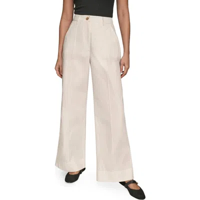 Donna Karan New York Pintuck High Waist Cotton Wide Leg Pants In White