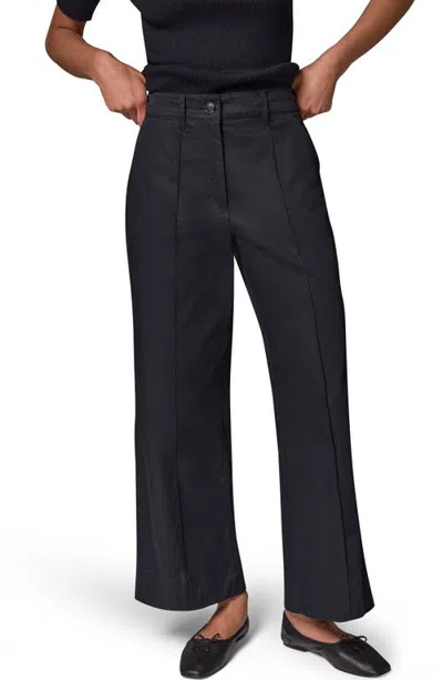 Donna Karan New York Pintucked Mid Rise Straight Leg Twill Crop Pants In Blue