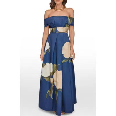 Donna Karan New York Placed Floral Off The Shoulder Gown In Multi