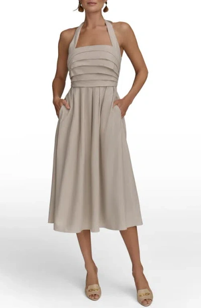 Donna Karan New York Pleated Halter Sundress In Natural