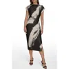 Donna Karan New York Pleated Sheath Cocktail Dress In Black