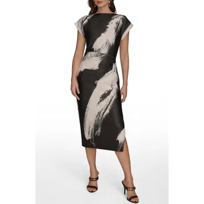 Donna Karan New York Pleated Sheath Cocktail Dress In Black