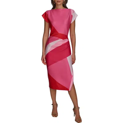 Donna Karan New York Pleated Sheath Dress In Audacious Multi