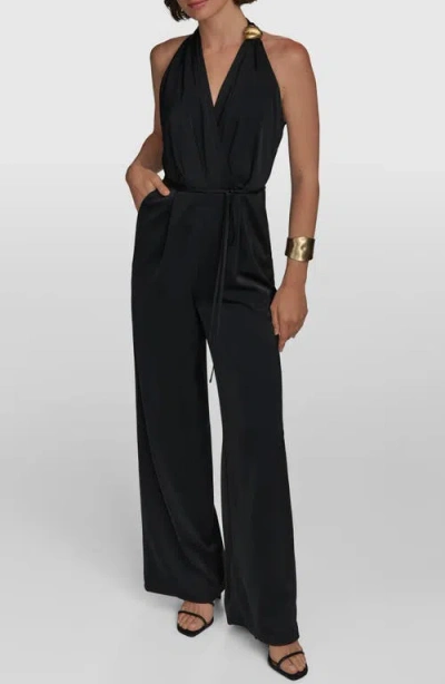 Donna Karan New York Pleated Sleeveless Jumpsuit In Black