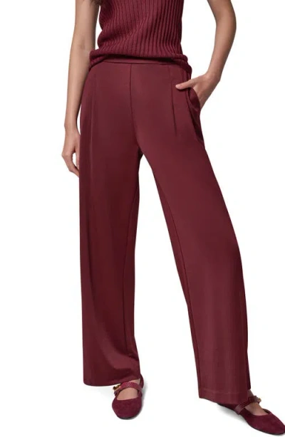 Donna Karan New York Pleated Straight Leg Pull-on Pants In Burgundy