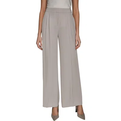 Donna Karan New York Pleated Wide Leg Pants In Gray